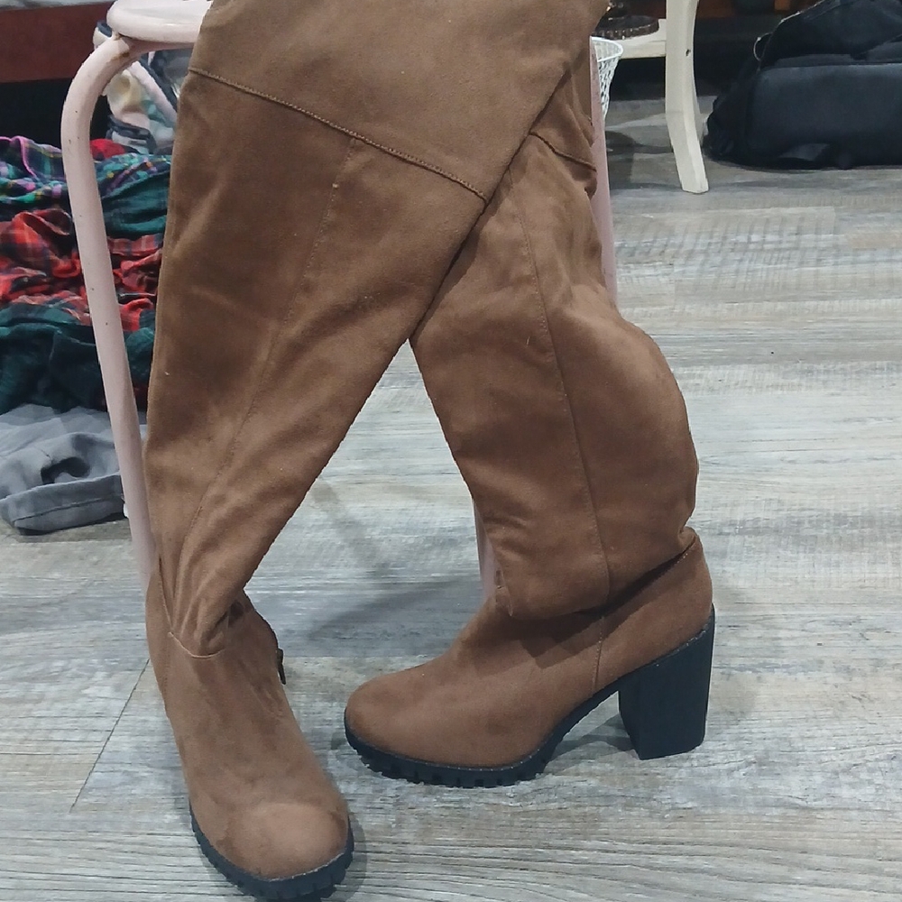 Wild Diva Tan Over the Knee Boots